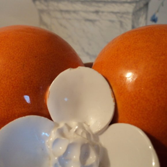 vintage porcelain Capodimonte orange fruit basket~Italy~ large size - Picture 7 of 7